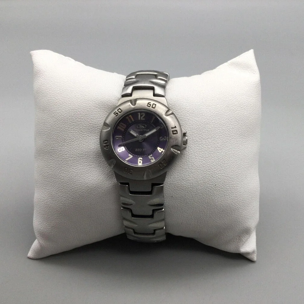 Freestyle Womens Watch 27mm Purple Dial Silver Tone Diver New Battery 6.25